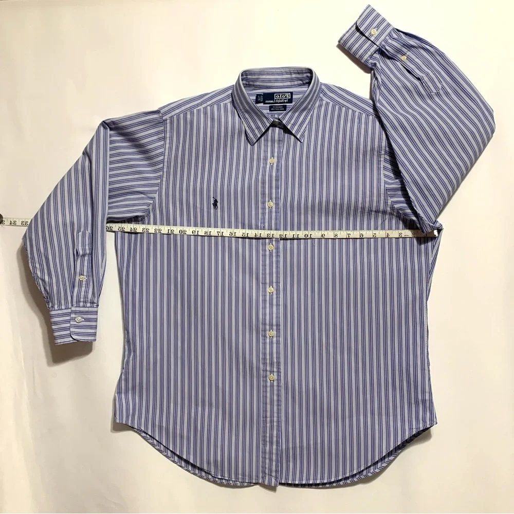 Polo Ralph Lauren Dress Shirt Andrew Striped Long Sleeve Mens Size 16.5 32/33‎